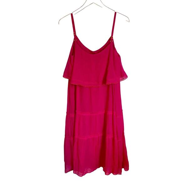 NWT Trina Turk Narcissus Fuchsia Silk Blend Hot Pink Layered Sundress Size 4 - Picture 8 of 9